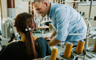 Outland Denim seamstress with james bartle, founder and CEO