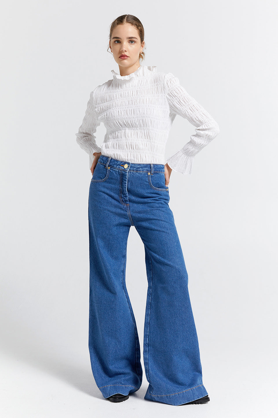 Mod Flared Jeans - Washed Denim