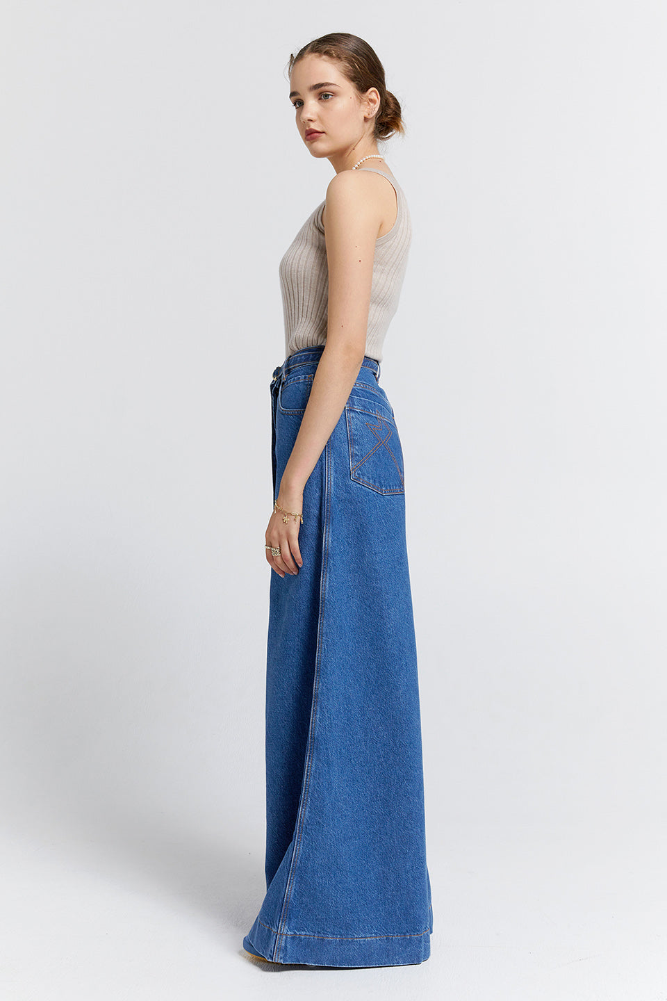 Duster Flared Jeans - Washed Denim