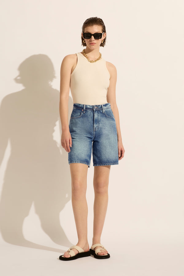 Harry High Rise Relaxed Short - Aged Blue